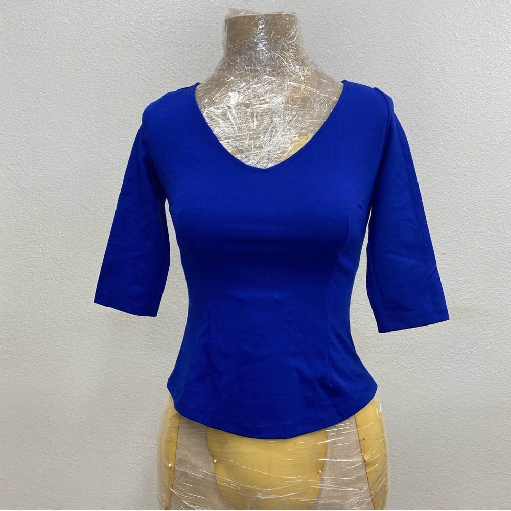 Cobalt Blue V-Neck Women's Top